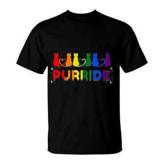Purride Rainbow Colors Cat Animal Funny LGBT Pride Gift T-Shirt - Seseable