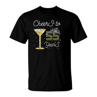 Queen Cheers To 55 Years Old Happy 55Th Birthday Woman Mom T-Shirt - Seseable