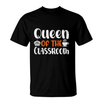 Queen Of The Classroom Orange And White T-Shirt - Seseable