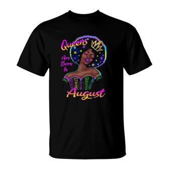 Queens Are Born In August Birthday Black Womens T-Shirt - Seseable