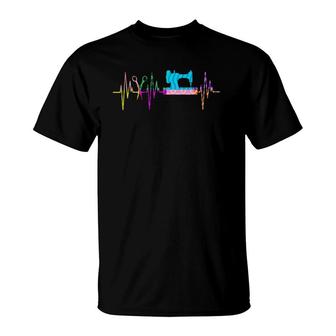 Quilter Heartbeat Quilting Sewer Sewing Graphic T-Shirt | Mazezy AU