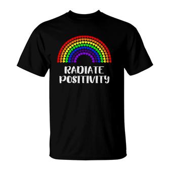 Radiate Positivity Rainbow Hearts Love Mental Health Matters T-Shirt - Seseable