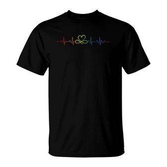 Rainbow Flag Lgbtq Heartbeat Gay Pride Month Lgbt T-Shirt - Seseable