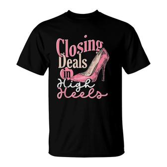 Real Estate Agent Women Realtor High Heels Real Estate T-Shirt - Seseable