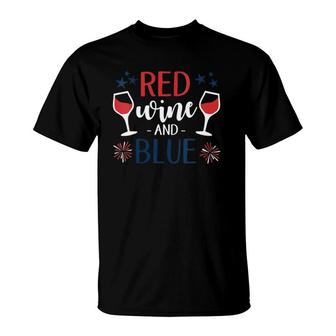 Red Wine And Blue Fourth Of July Usa Flag Labor Memorial Day T-Shirt - Seseable