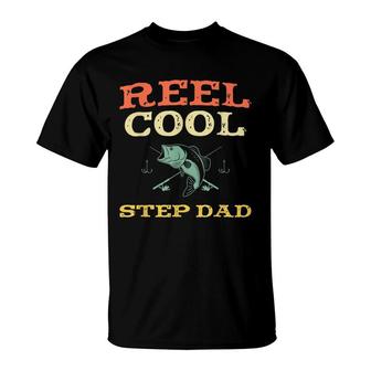 Reel Cool Step-Dad Fishing Stepdad Fisherman Vintage Gift T-Shirt - Seseable