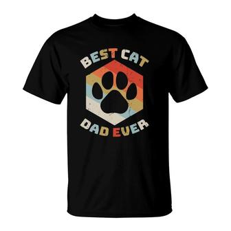 Retro Best Cat Dad Ever Cats Daddy Kitten Owner T-Shirt - Seseable