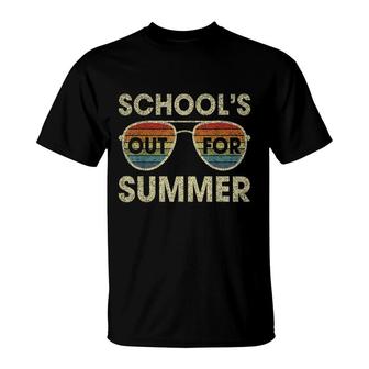 Retro Last Day Of School- Schools Out For Summer Teacher Day T-Shirt - Seseable
