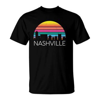 Retro Nashville Tennessee Vintage Skyline Country Music Home T-Shirt | Mazezy AU