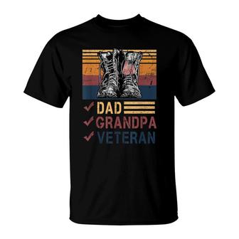 Retro Us Flag Combat Boots Dad Grandpa Veteran Day Memorial T-Shirt - Seseable