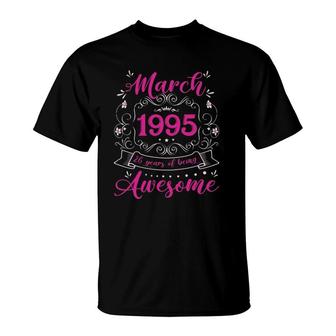 Retro Vintage March 1995 26Th Birthday Gift 26 Years Old T-Shirt - Seseable