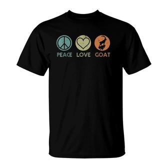 Retro Vintage Peace Love Goatfunny Goat Lover T-Shirt - Seseable