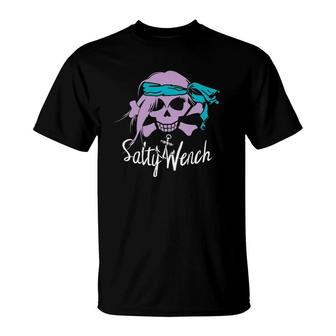 Salty Wench Girl Pirate Skull Crossbones Anchor Tee T-Shirt | Mazezy DE