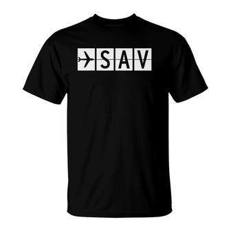 Sav Savannah Georgia Airport Vacation T-Shirt | Mazezy