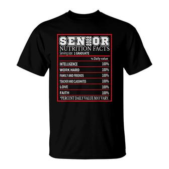 Senior 2022 Nutrition Facts Graduation Class Of 2022 Senior T-Shirt - Seseable