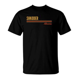 Shkoder Albania Vintage Retro Stripes T-Shirt - Seseable