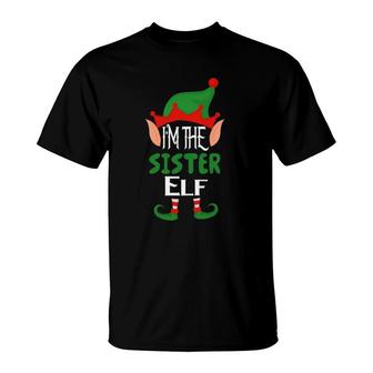 Sister Elf Costume Funny Matching Group Family Christmas Pjs T-Shirt - Seseable