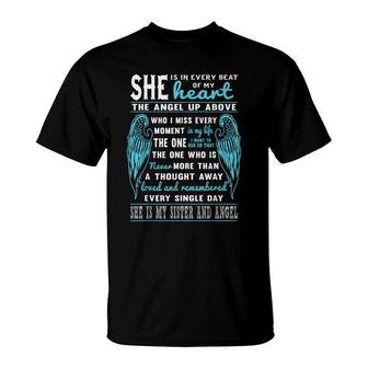 Sister Is My Guardian Angel She Is In Every Beat Of My Heart T-Shirt - Seseable