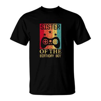 Sister Of The Birthday Boy Matching Video Gamer Vintage T-Shirt - Seseable