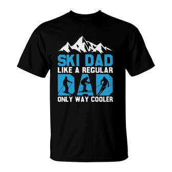 Skiing Winter Sports Distressed Cool Ski Dad Tee Fathers Day T-Shirt - Seseable