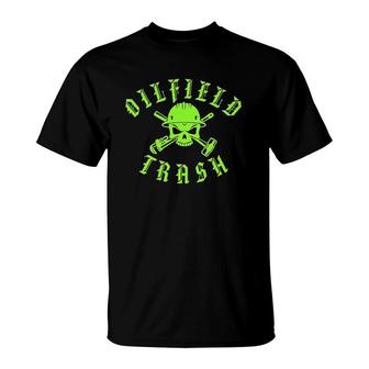 Skull And Hard Hat Oilfield Trash For Oil Industry T-Shirt | Mazezy