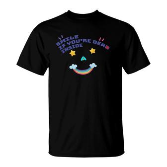 Smile If Youre Dead Inside With Ladybug On Rainbow Stars T-Shirt | Mazezy UK