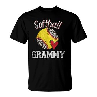 Softball Grammy Leopard Ball Funny Mothers Day T-Shirt - Seseable