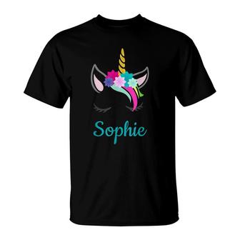 Sophie Rainbow Unicorn Name T-Shirt - Seseable