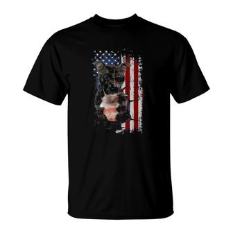 Staffordshire Bull Terrier America Flags T-Shirt | Mazezy