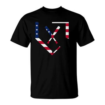 Stars And Stripes Home Plate Baseball Bats American Flag Usa T-Shirt - Seseable