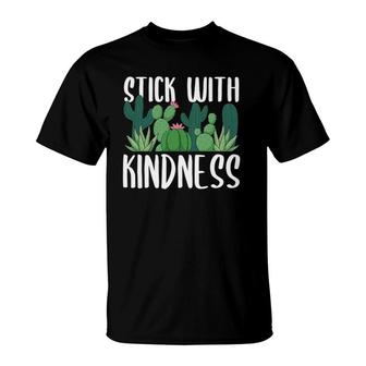 Stick With Kindness Cactus Teacher School Kindergarten T-shirt - Thegiftio UK