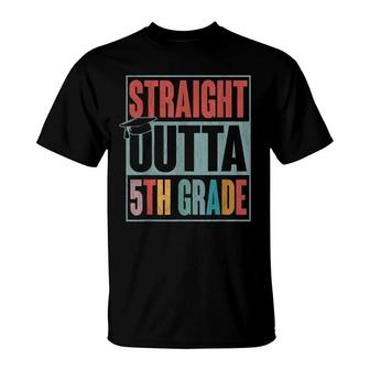 Straight Outta 5Th Grade Funny Graduation Kids T-Shirt - Seseable
