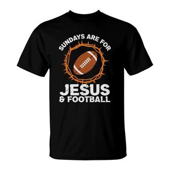 Sundays Are For Jesus Football Bible Verse Graphic Christian T-Shirt - Seseable