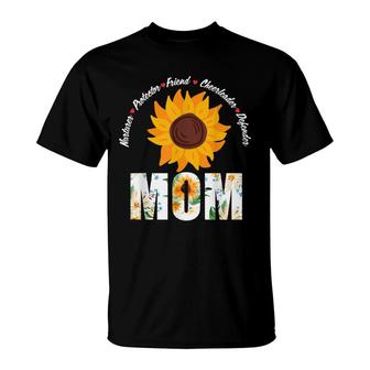Sunflower Mom Nurturer Protector Friend Cute Mothers Day T-Shirt - Seseable
