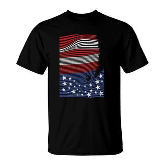 Surfing 4Th Of July American Flag Wave Patriotic Surfer T-Shirt - Seseable