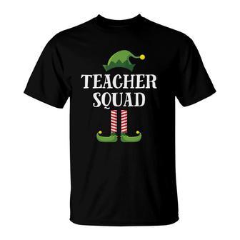 Teacher Squad Elf Matching Group Christmas School Party Pj T-Shirt - Seseable