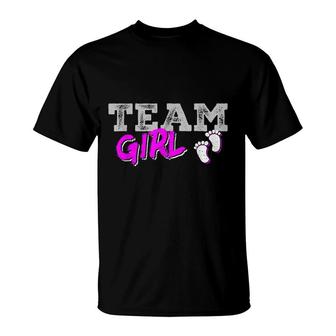 Team Girl Gender Reveal Pregnancy Announcement Baby Shower T-Shirt - Seseable
