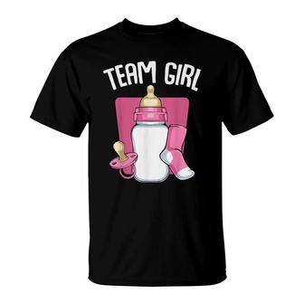 Team Girl Pink Funny Gender Reveal Baby Shower Party Family T-Shirt - Seseable