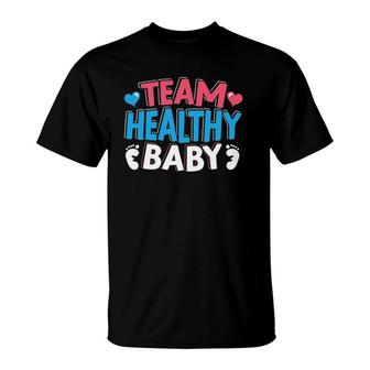 Team Healthy Baby Announcement Pregnancy Gender Reveal T-Shirt | Mazezy UK
