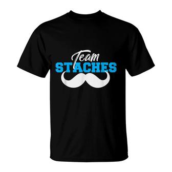 Team Staches Team Boy Gender Reveal Party Baby Shower T-Shirt - Seseable