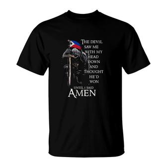 The Devil Saw Me With My Head Down And Thought He Won Design 2022 Gift T-Shirt - Seseable