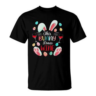 This Bunny Loves Wine Happy Easter Alcohol Drinking Party T-Shirt | Mazezy DE