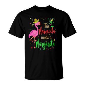 This Mamacita Needs A Margarita Flamingo Drinking Tee T-Shirt | Mazezy DE