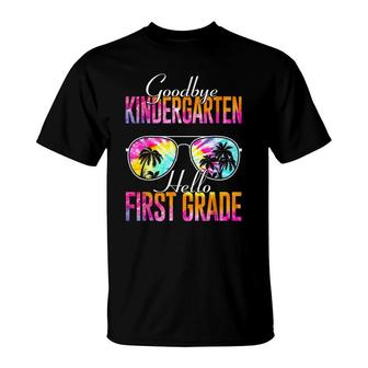 Tie Dye Goodbye Kindergarten Hello First Grade Teacher Kids T-Shirt - Seseable