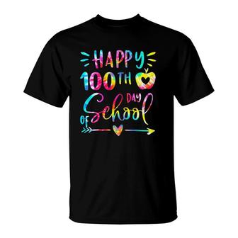 Tie Dye Happy 100Th Day Of School Teacher Student 100 Days T-Shirt - Seseable