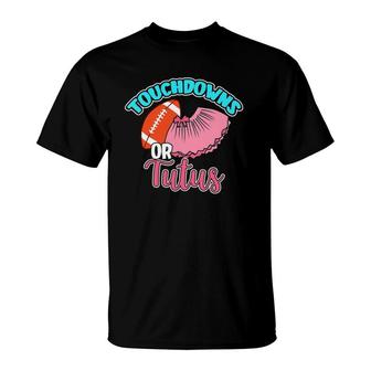 Touchdowns Or Tutus Gender Reveal Baby Party Announcement T-Shirt