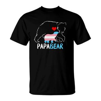 Trans Papa Bear Proud Dad Rainbow Transgender Fathers Day T-Shirt - Seseable