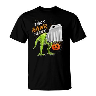 Trick Rawr Treat Halloweenrex Dinosaur Ghost Gift Boys T-Shirt - Seseable