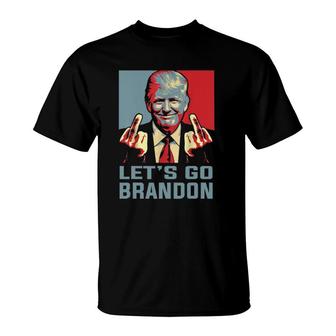 Trump Middle Finger Biden Lets Go Brandon Conservative Anti T-Shirt | Mazezy