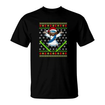 Ugly Christmas Sweater Kids Jesus Skiing Gift T-Shirt - Monsterry UK